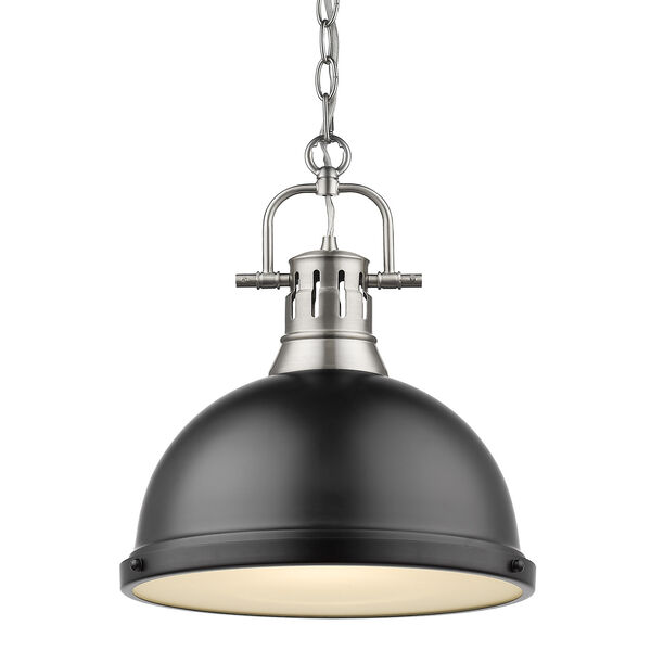 Duncan Pewter and Black 16-Inch One-Light Pendant, image 1